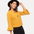 Romwe Flounce Sleeve Button Up Coat