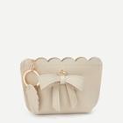 Romwe Bow And Leaf Detail Scallop Purse