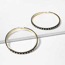 Romwe Rhinestone Decorated Oversize Hoop Earrings