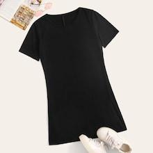 Romwe Solid Shift T-shirt Dress
