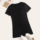 Romwe Solid Shift T-shirt Dress