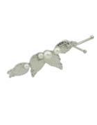 Romwe Silver Plated Pearl Leaf Shape Hair Clips