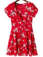 Romwe Plunging V-neckline Floral Dress