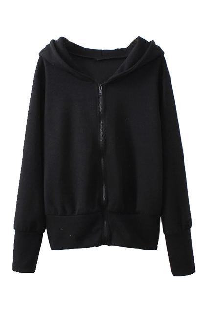 Romwe Black Hoodied Jacket