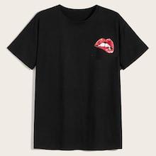 Romwe Guys Lip Print Te