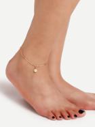 Romwe Gold Single Faux Pearl Chain Link Anklet