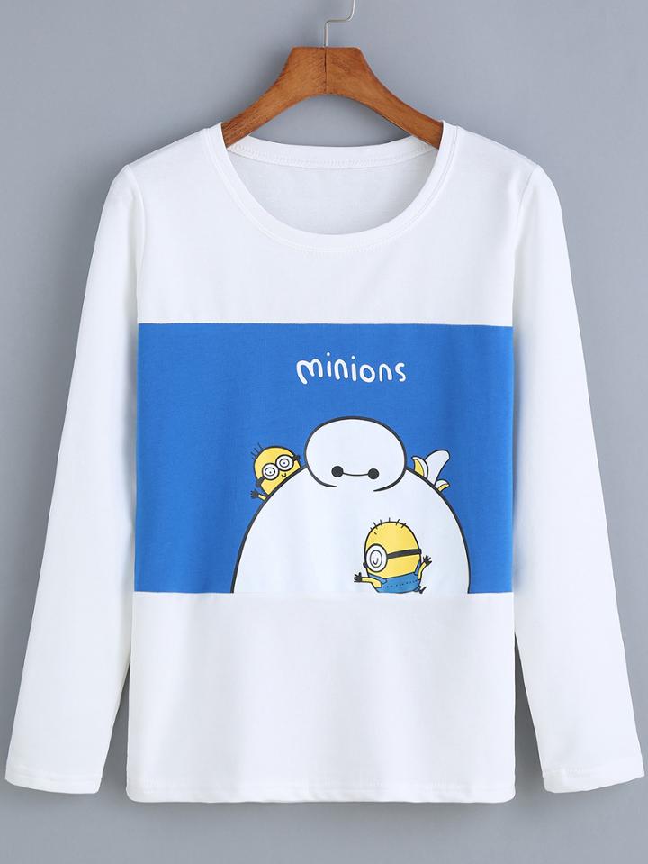 Romwe Baymax Print White T-shirt