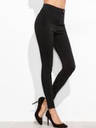 Romwe Black Skinny Raw Hem Jeans