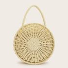 Romwe Zip Detail Round Woven Tote Bag