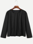 Romwe Black Plain Casual Short Coat