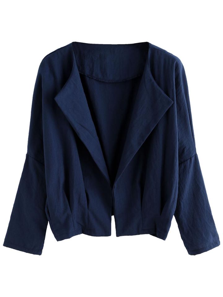 Romwe Navy Batwing Sleeve Coat