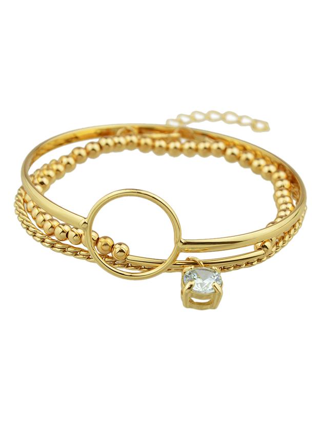 Romwe (3 Pcs/set) Mixed Style Golden Rhinestone Chain Link Bracelets