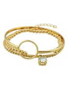 Romwe (3 Pcs/set) Mixed Style Golden Rhinestone Chain Link Bracelets