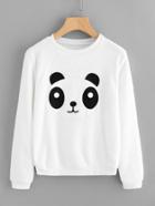 Romwe Panda Applique Front Sweatshirt