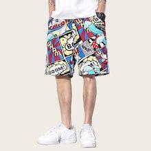 Romwe Guys Comic Print Drawstring Bermuda Shorts