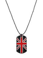 Romwe Black Enamel Union Jack Pendant Necklace