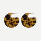 Romwe Leopard Pattern Round Stud Earrings 1pair