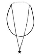 Romwe Black Star Pendant Double Layer Thin Choker Necklace