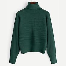 Romwe Rolled Neck Ribbed Knit Sweater