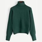 Romwe Rolled Neck Ribbed Knit Sweater