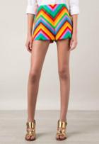 Romwe Multicolor Zigzag Print Straight Shorts