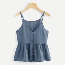 Romwe Single Breasted Solid Cami Top