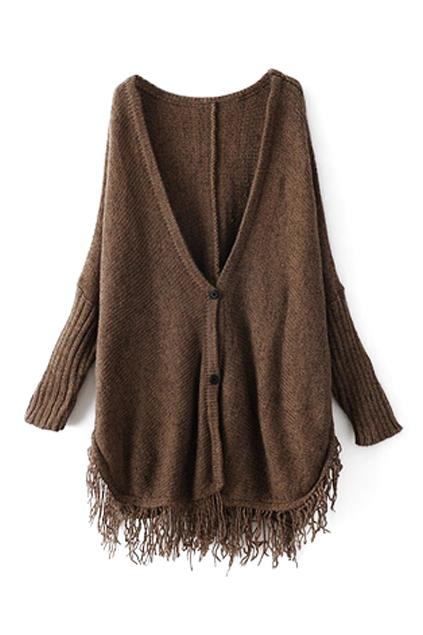 Romwe V-neck Tassel Single-breased  Cardigan