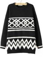 Romwe Geometric Casual Knit Sweater