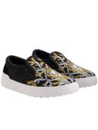 Romwe Black Lion Embroidered Casual Flats