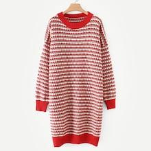 Romwe Drop Shoulder Contrast Trim Sweater Dress