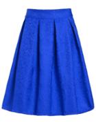 Romwe Jacquard Blue Midi Skirt