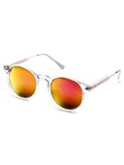 Romwe Clear Frame Red Mirrored Lens Sunglasses