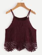 Romwe Embroidered Lace Hem Cami Top