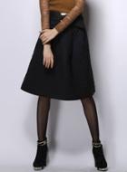 Romwe Sashes Embellished Black A-line Skirt