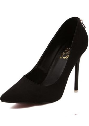 Romwe Black Point Toe D Embellished High Heeled Pumps