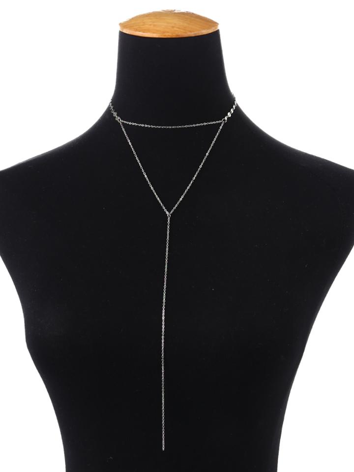 Romwe Triangle Design Y Chain Necklace