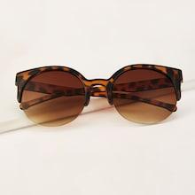 Romwe Guys Tortoiseshell Browline Tinted Lens Sunglasses