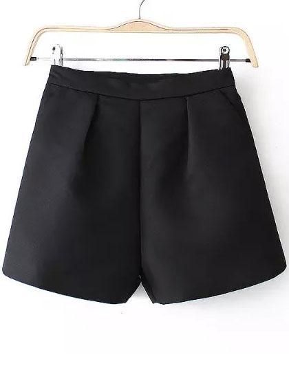Romwe With Zipper Black Shorts
