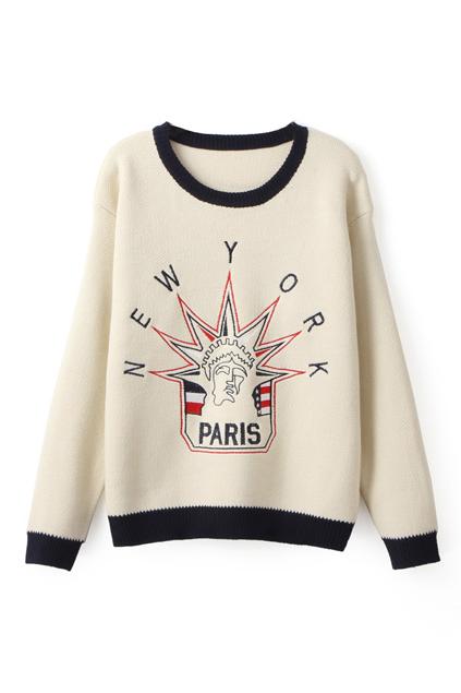 Romwe New York Embroidered Jumper