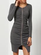 Romwe Round Neck Zipper Slim Dress