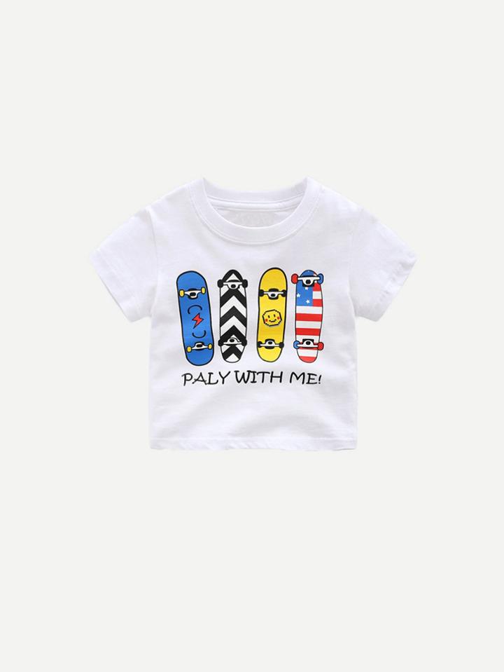 Romwe Skateboards Letters Basic T-shirt