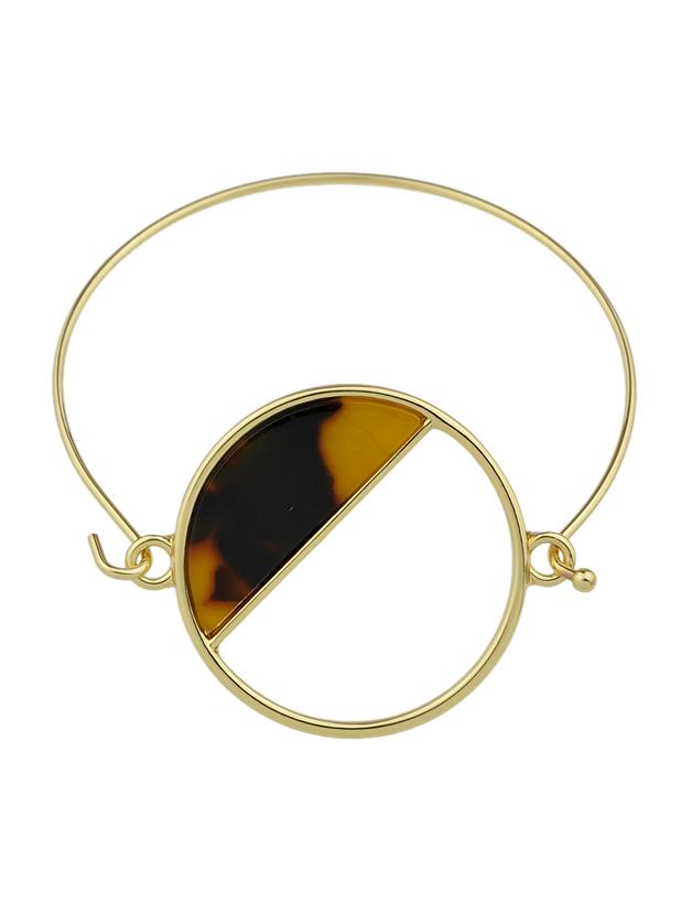 Romwe Leopard Color Big Acrylic Round Thin Metal Bangles