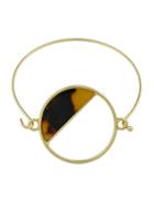 Romwe Leopard Color Big Acrylic Round Thin Metal Bangles