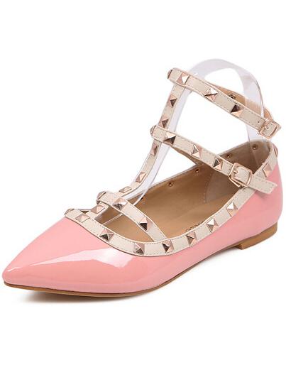 Romwe Pink With Rivet Slingbacks Flats