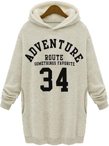 Romwe Hooded Adventure 34 Print Beige Dress
