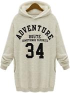 Romwe Hooded Adventure 34 Print Beige Dress