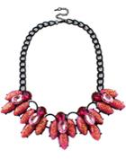 Romwe Red Gemstone Tassel Chain Necklace