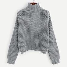 Romwe Plus Drop Shoulder Rolled Neck Jumper