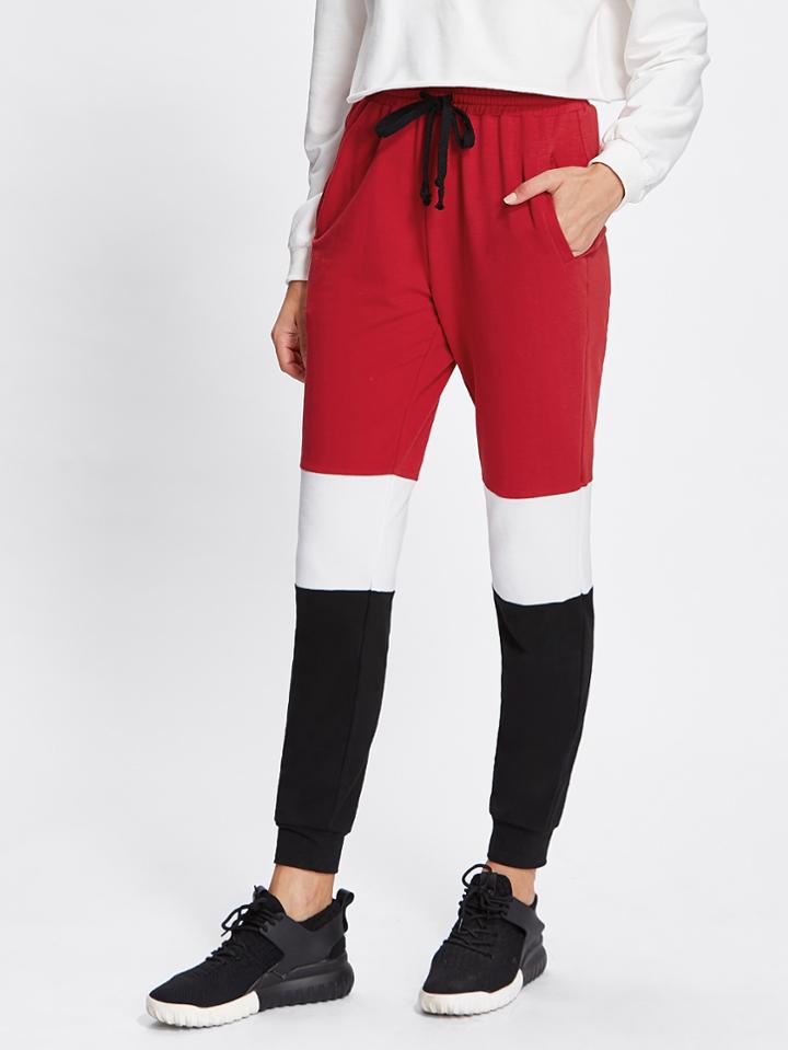 Romwe Cut And Sew Sweatpants