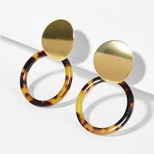 Romwe Tortoiseshell Pattern Circle Drop Earrings